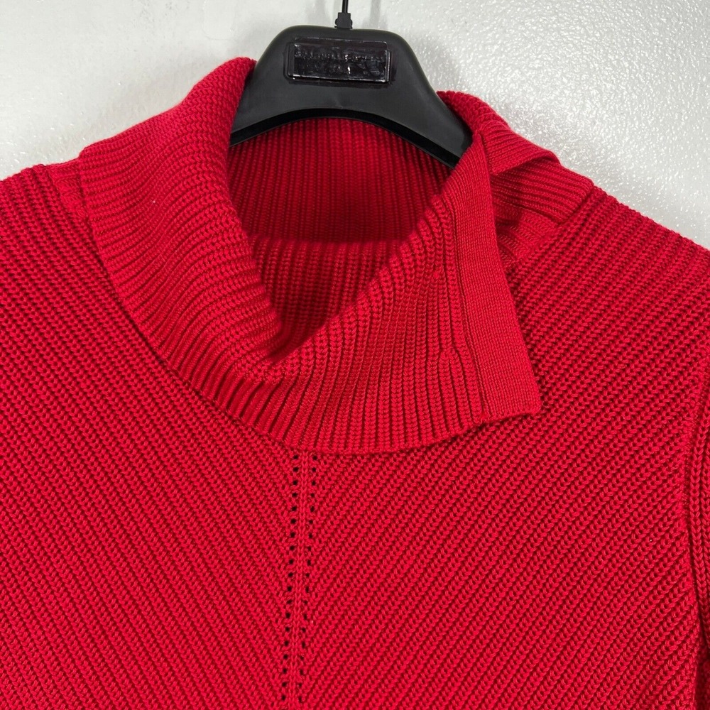 Talbots Red Cotton Blend Ribbed Knit Sweater Medium Cowl Neck Knit Pullover‎ Top - Picture 5 of 12